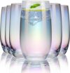 CUKBLESS Iridescent Crystal Highball Glasses Set