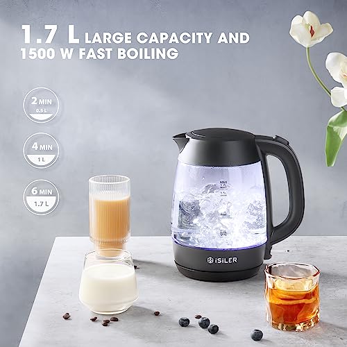 ISILER Electric Kettle, 1.7 L Glass Boiler - Image 3