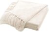 RECYCO Ivory White Chenille Throw Blanket 50″x60