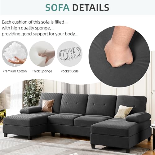 JAMFLY Sectional Sofa with Double Chaises - Image 5