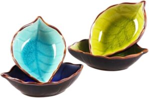 dalilylime Japanese Leaf-shaped Ceramic Snack Plate
