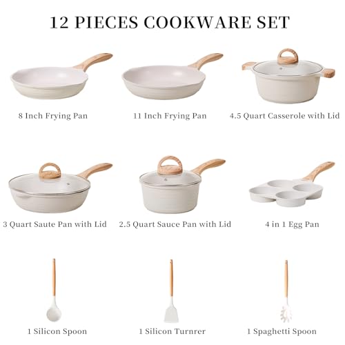 JEETEE Non Stick Induction Cookware Set, 12 Pieces - Image 2