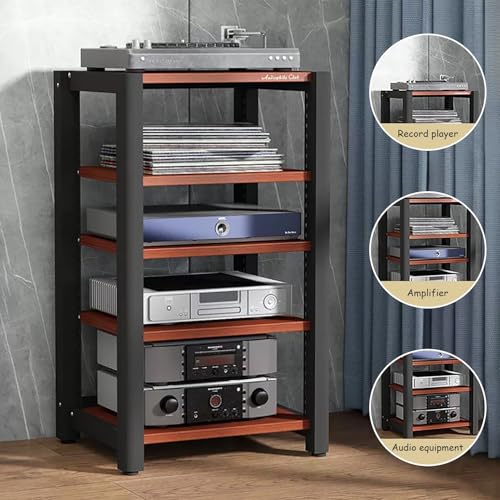 JIAOCKJIAO Brown Media Rack, Metal Frame Cabinet - Image 3