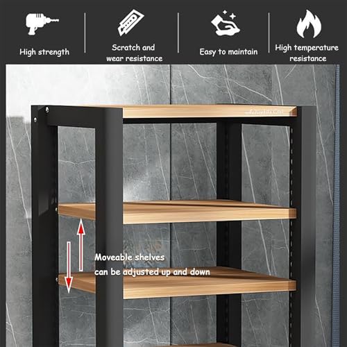 JIAOCKJIAO Brown Media Rack, Metal Frame Cabinet - Image 4