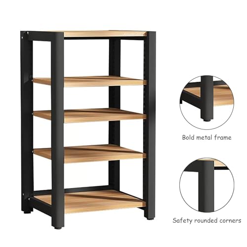 JIAOCKJIAO Brown Media Rack, Metal Frame Cabinet - Image 5