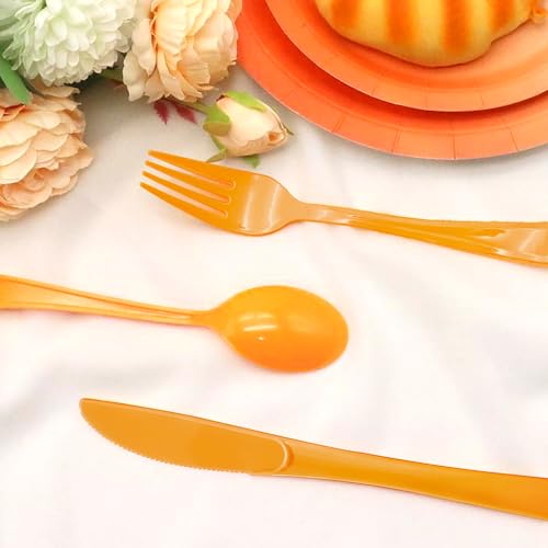 joy akkess Orange Plastic Silverware Set, 150 Pcs - Image 4