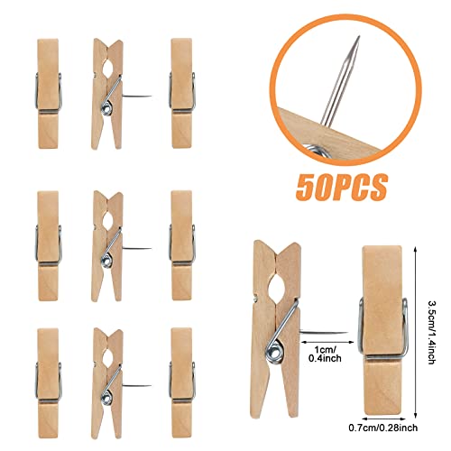 Joyberg Push Pin With Wooden Clips, 50 PCS - Image 2