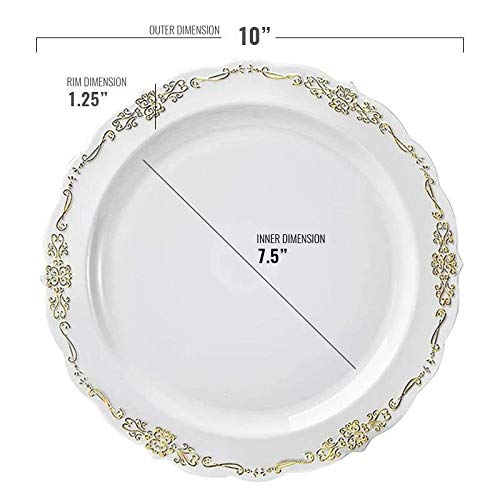 Kaya White Vintage Round Disposable Dinner Plates - Image 3