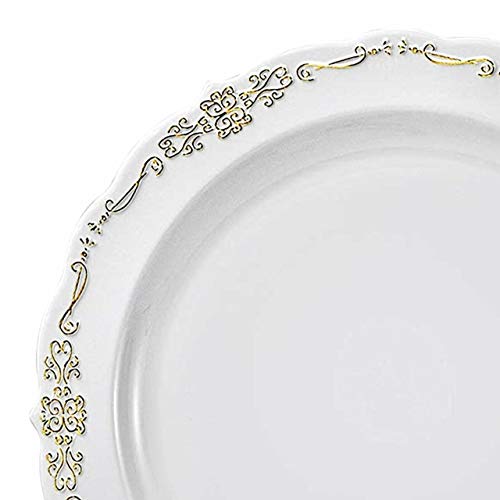 Kaya White Vintage Round Disposable Dinner Plates - Image 2