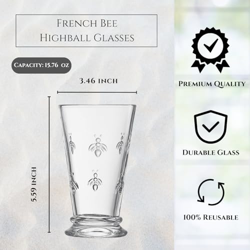 Khen Bee Embossed Highball Glasses Set - Image 3