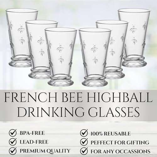 Khen Bee Embossed Highball Glasses Set - Image 2