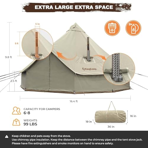 KingCamp Canvas Bell Tent For Camping, 4 Seasons - Image 2
