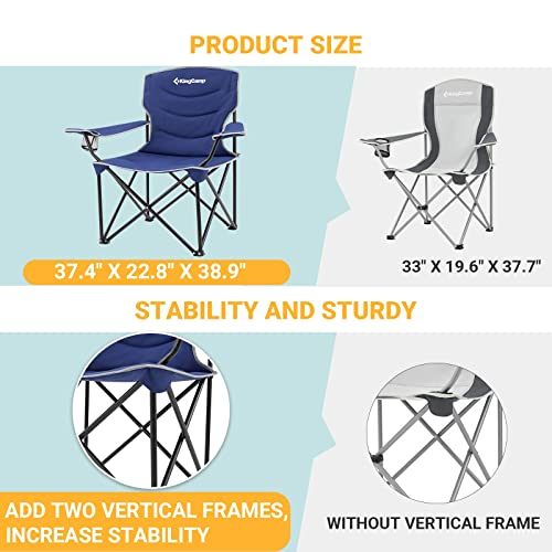 KingCamp Oversized Folding Camping Chair, Blue - Image 4