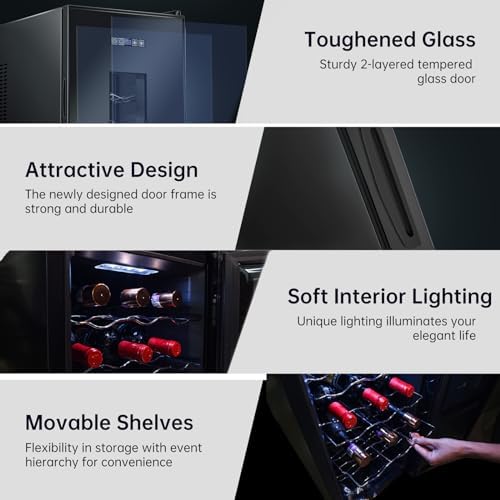KingChii 16 Bottle Wine Cooler, Freestanding Fridge - Image 4