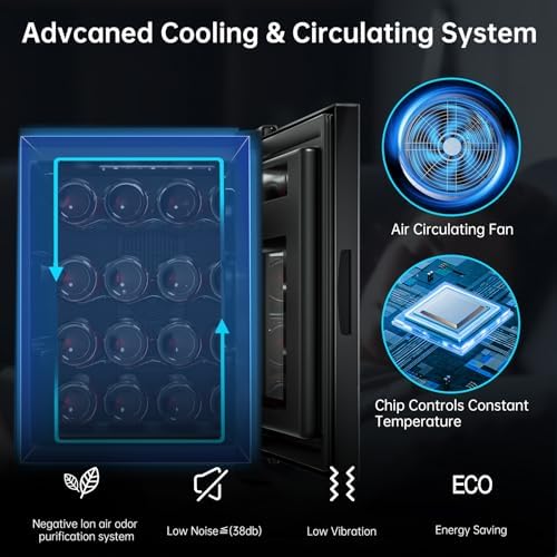 KingChii 16 Bottle Wine Cooler, Freestanding Fridge - Image 2