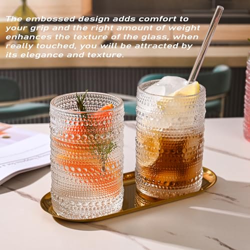 KMIGRUAN Hobnail Drinking Glasses Set, 15oz Vintage - Image 3
