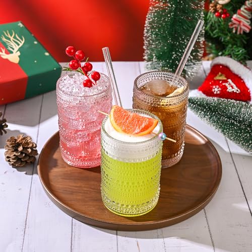 KMIGRUAN Hobnail Drinking Glasses Set, 15oz Vintage - Image 4