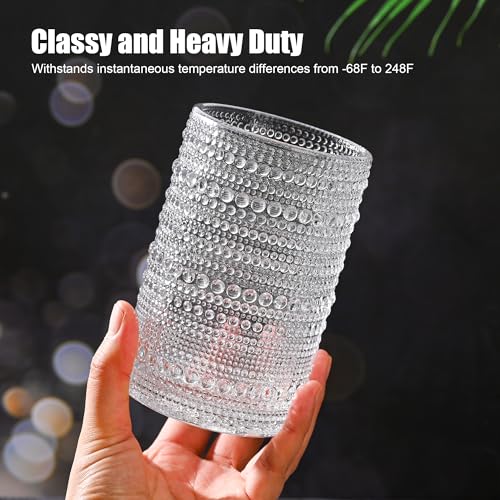 KMIGRUAN Hobnail Drinking Glasses Set, 15oz Vintage - Image 2