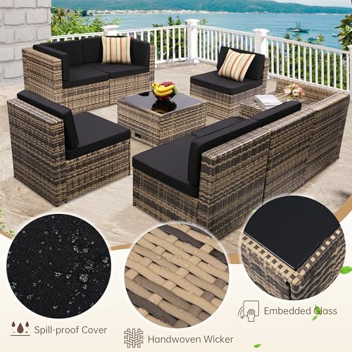 KROFEM 8-Piece Outdoor Wicker Patio Furniture Set - Image 5