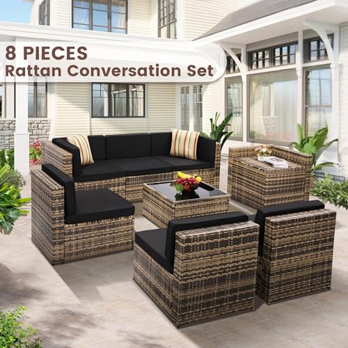 KROFEM 8-Piece Outdoor Wicker Patio Furniture Set - Image 2