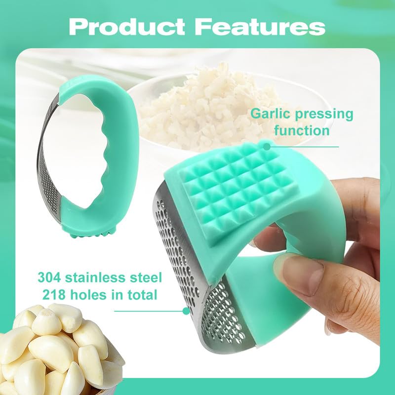 Kruggo Stainless Steel Garlic Press with Peeler - Image 4