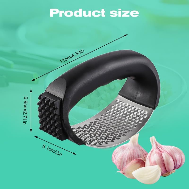 Kruggo Stainless Steel Garlic Press with Peeler - Image 2