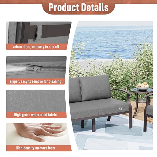 Kurapika Aluminum Patio Furniture Set With Fire Pit - Image 4
