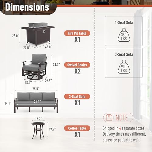 Kurapika Aluminum Patio Furniture Set With Fire Pit - Image 2