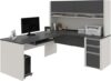 Bestar L Shaped Desk With Hutch and Pedestal