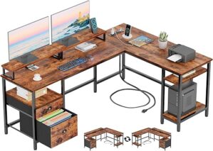 Furologee L Shaped Desk With Power Outlet