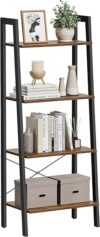 VASAGLE Ladder Shelf, 4-Tier Bookshelf, Industrial Style ULLS44X