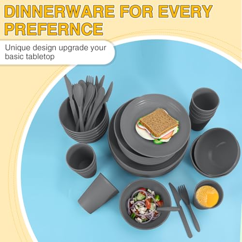 Laerjin Wheat Straw Unbreakable Dinnerware Set, Gray - Image 5