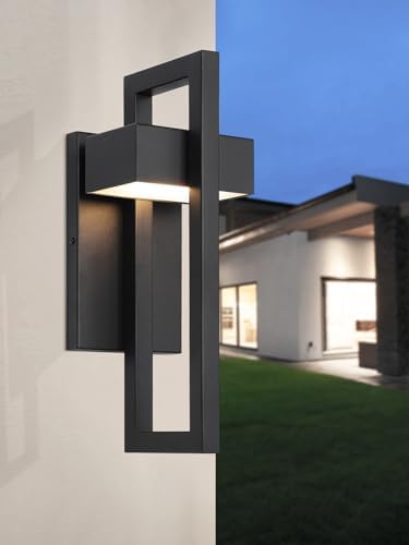 LamQee Modern LED Outdoor Wall Sconce, Matte Black - Image 2