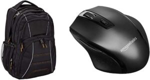Amazon Basics Laptop Backpack & Ergonomic Wireless Mouse