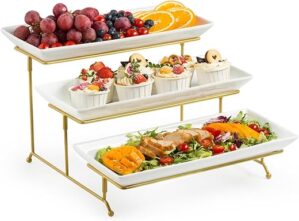 LAUCHUH Large 3 Tier Serving Stand With Platters