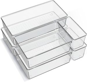 Criusia Large Clear Plastic Drawer Organizer Trays