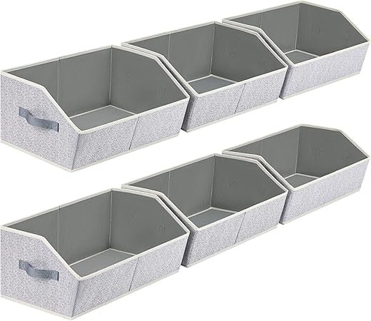 Homsorout Large Fabric Closet Organizer Bins, Light Grey