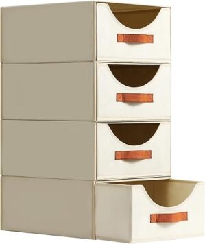 Homsorout Large Stackable Storage Bins With Drawer