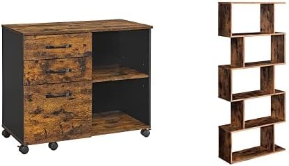VASAGLE Lateral File Cabinet & 5-Tier Bookshelf UOFC041B01 & ULBC62BX