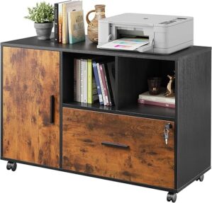 DEVAISE Lateral File Cabinet With Lock, Rustic Brown