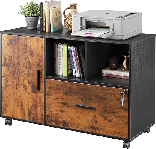 DEVAISE Lateral File Cabinet With Lock, Rustic Brown