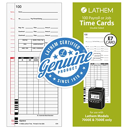 Lathem Universal Payroll/Job Time Cards, E79-100 - Image 4