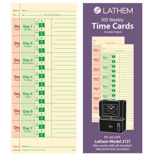 Lathem Weekly Time Cards, Double-Sided, M2-100 - Image 2