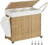 SONGMICS Laundry Hamper With Lid, 3-Section