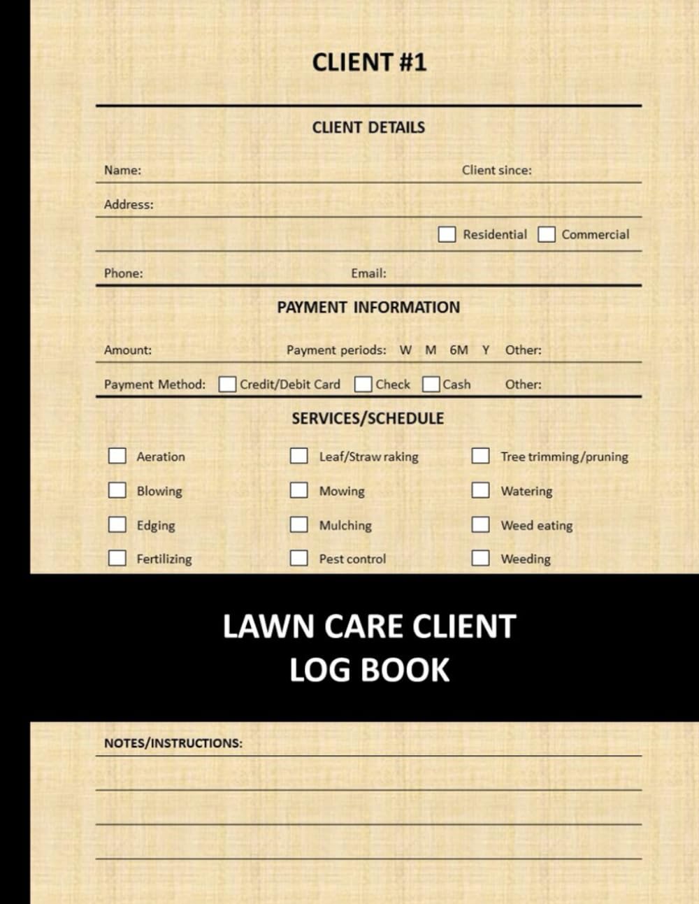 Lawn Care Client Log Book Tracker