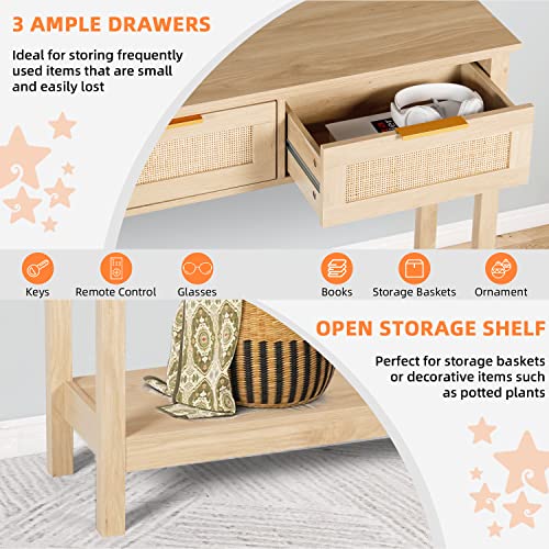 LAZZO Rattan Console Table With Storage Drawers - Image 4