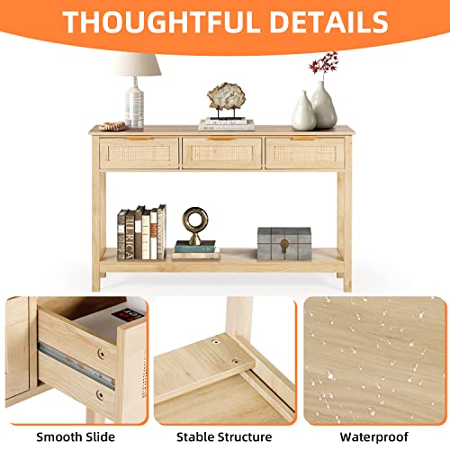 LAZZO Rattan Console Table With Storage Drawers - Image 5