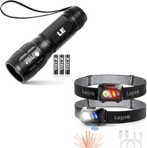 Lighting EVER LE1000 Zoomable Waterproof LED Flashlight & Rechargeable Headlamp