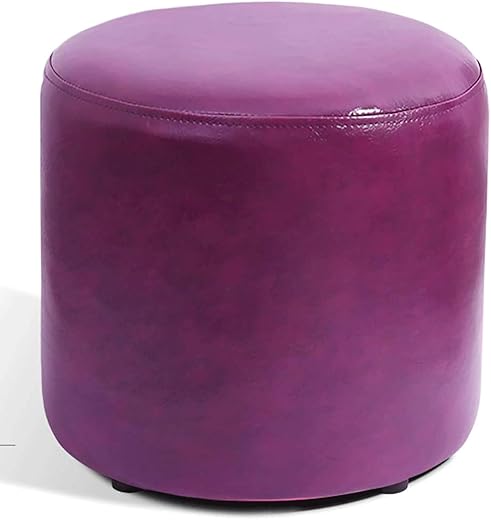 MGEMJMJ Leather Cube Pouf Ottoman Footstool, Purple