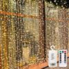 echosari LED Curtain Lights Battery Operated, 9.8ft×9.8ft